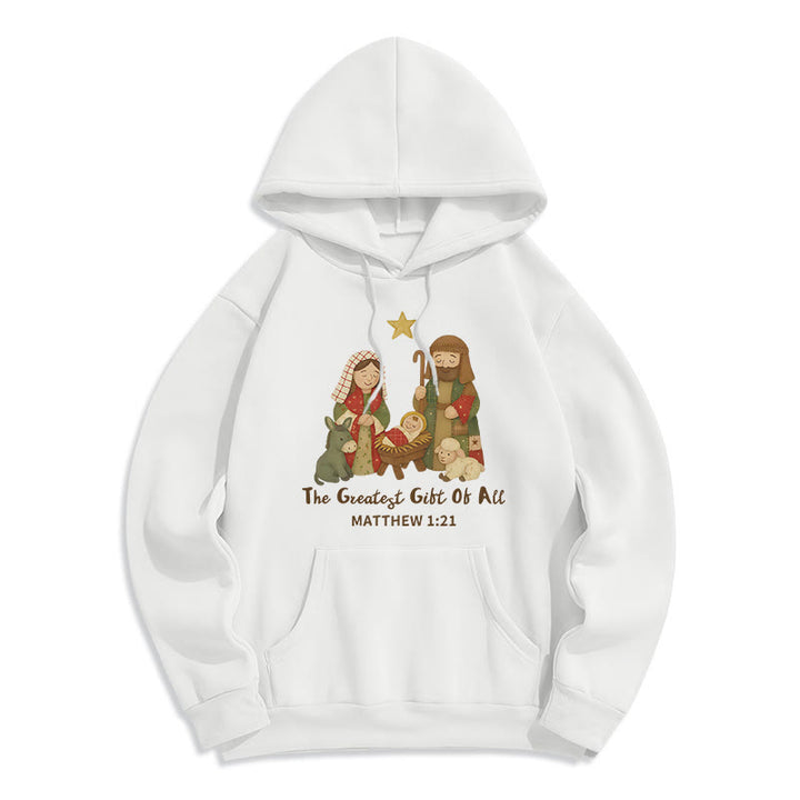 Christianartworkshop Weihnachts-Hoodie „Glaube & Wärme“ mit Fleece-Futter aus Polyester - Weiß - 2XL - image 0