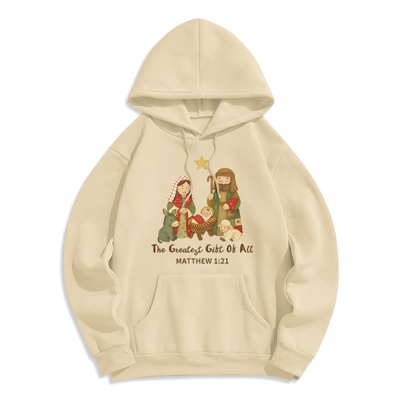 Christianartworkshop Weihnachts-Hoodie „Glaube & Wärme“ mit Fleece-Futter aus Polyester - Beige - 2XL - image 7