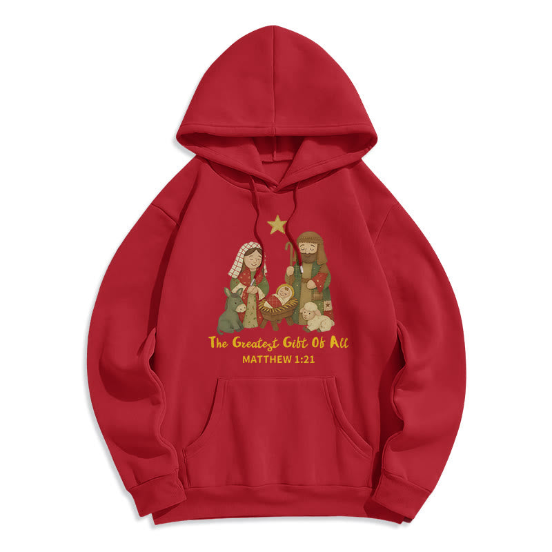 Christianartworkshop Weihnachts-Hoodie „Glaube & Wärme“ mit Fleece-Futter aus Polyester - Rot - 2XL - image 5