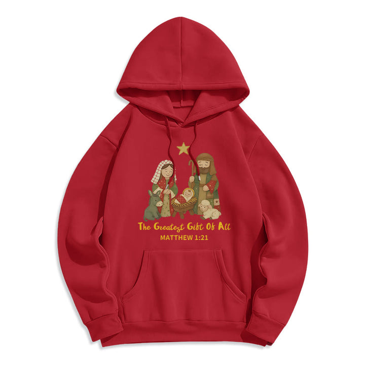 Christianartworkshop Weihnachts-Hoodie „Glaube & Wärme“ mit Fleece-Futter aus Polyester - Rot - 2XL - image 5