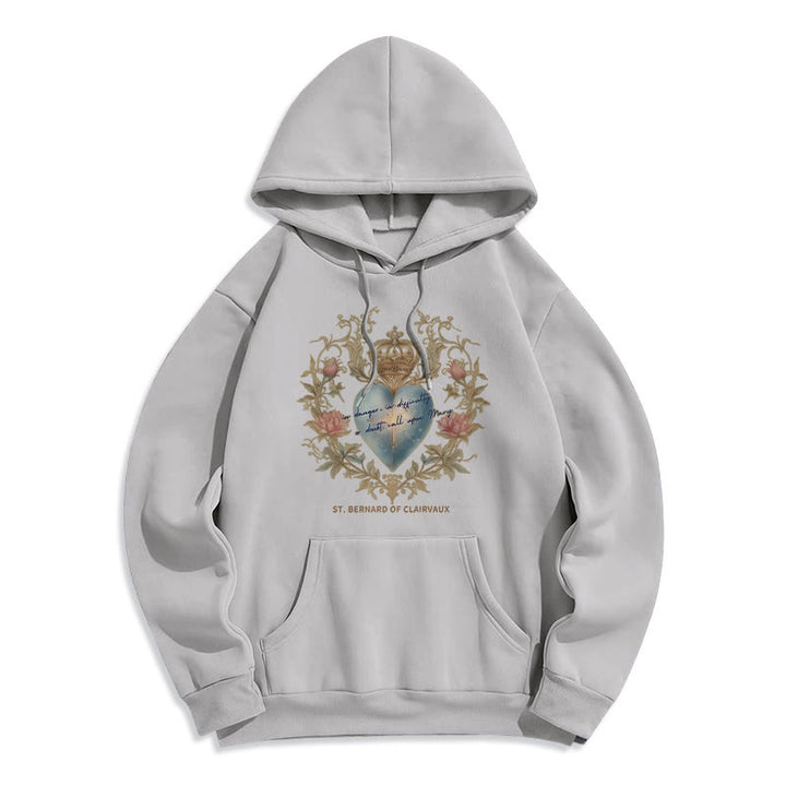 Christianartworkshop Herz-Jesu- und Bernhardiner-Fleece-gefütterter Polyester-Hoodie - Grau - 2XL - image 0