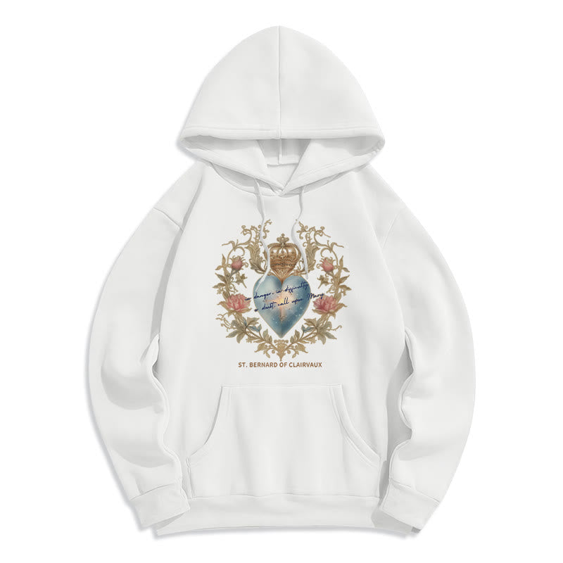 Christianartworkshop Herz-Jesu- und Bernhardiner-Fleece-gefütterter Polyester-Hoodie - Weiß - 2XL - image 2
