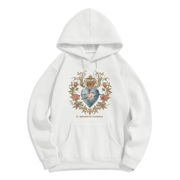 Christianartworkshop Herz-Jesu- und Bernhardiner-Fleece-gefütterter Polyester-Hoodie - Weiß - 2XL - image 2