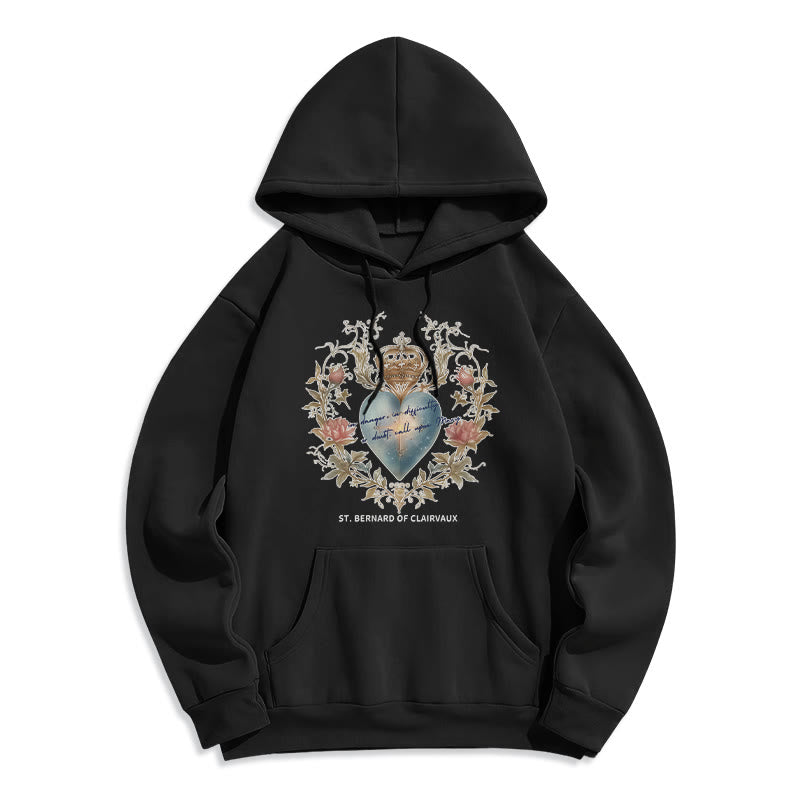Christianartworkshop Herz-Jesu- und Bernhardiner-Fleece-gefütterter Polyester-Hoodie - Schwarz - 2XL - image 4
