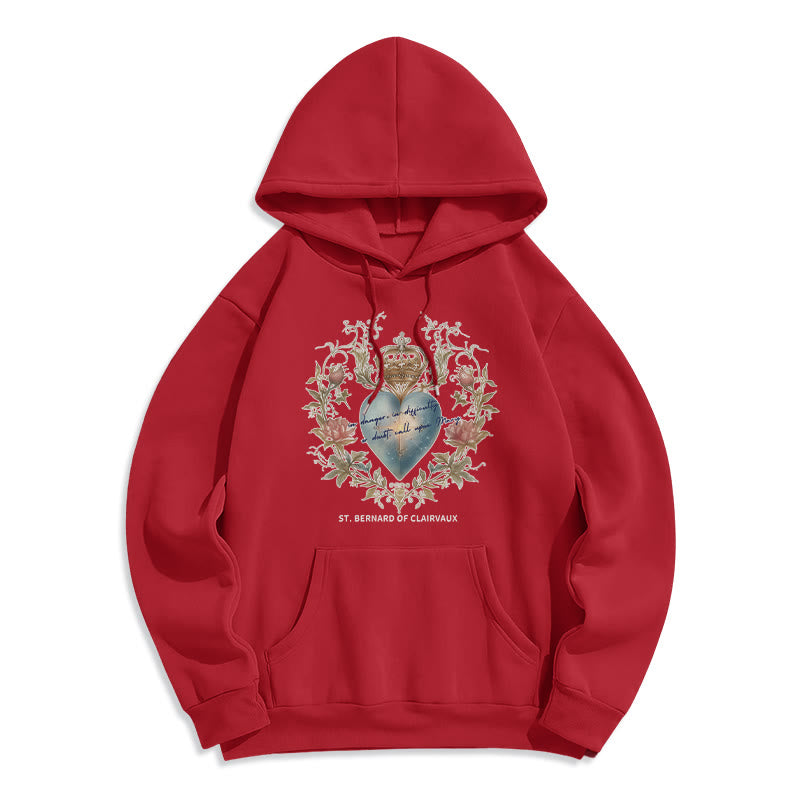 Christianartworkshop Herz-Jesu- und Bernhardiner-Fleece-gefütterter Polyester-Hoodie - Rot - 2XL - image 6