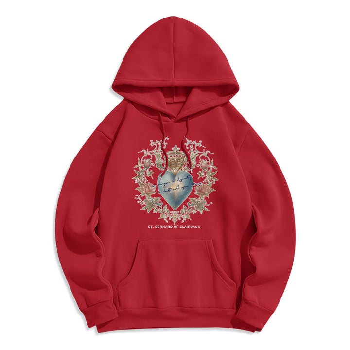 Christianartworkshop Herz-Jesu- und Bernhardiner-Fleece-gefütterter Polyester-Hoodie - Rot - 2XL - image 6