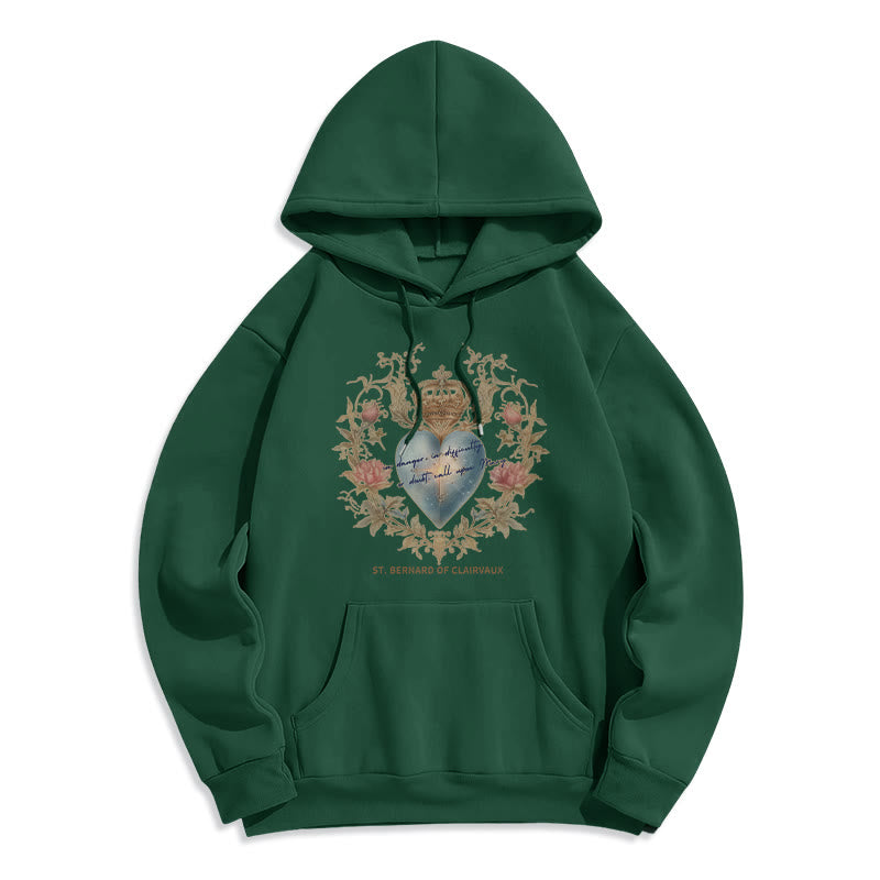 Christianartworkshop Herz-Jesu- und Bernhardiner-Fleece-gefütterter Polyester-Hoodie - Grün - 2XL - image 5