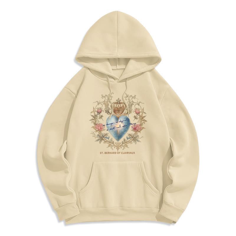 Christianartworkshop Herz-Jesu- und Bernhardiner-Fleece-gefütterter Polyester-Hoodie - Beige - 2XL - image 8