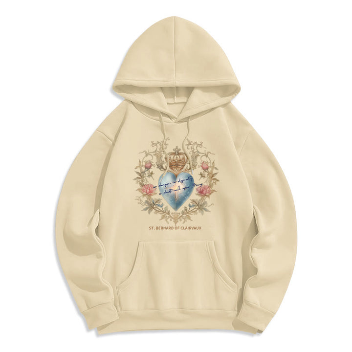 Christianartworkshop Herz-Jesu- und Bernhardiner-Fleece-gefütterter Polyester-Hoodie - Beige - 2XL - image 8