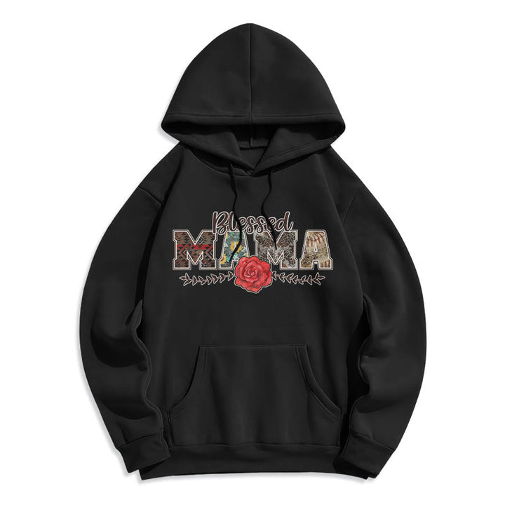 Christianartworkshop Hoodie mit Grafik „Gesegnete Mama & Rose“, gefüttert mit Polyester, Fleece-Futter - Schwarz - 2XL - image 5