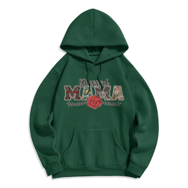 Christianartworkshop Hoodie mit Grafik „Gesegnete Mama & Rose“, gefüttert mit Polyester, Fleece-Futter - Grün - 2XL - image 6