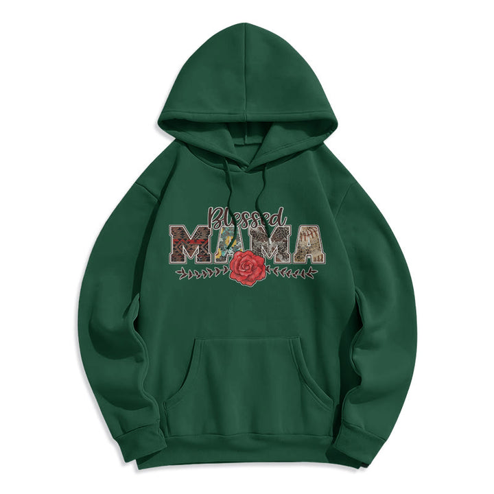 Christianartworkshop Hoodie mit Grafik „Gesegnete Mama & Rose“, gefüttert mit Polyester, Fleece-Futter - Grün - 2XL - image 6