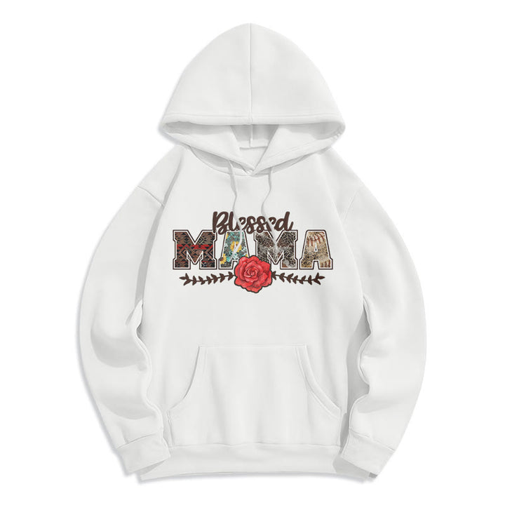 Christianartworkshop Hoodie mit Grafik „Gesegnete Mama & Rose“, gefüttert mit Polyester, Fleece-Futter - Weiß - 2XL - image 3