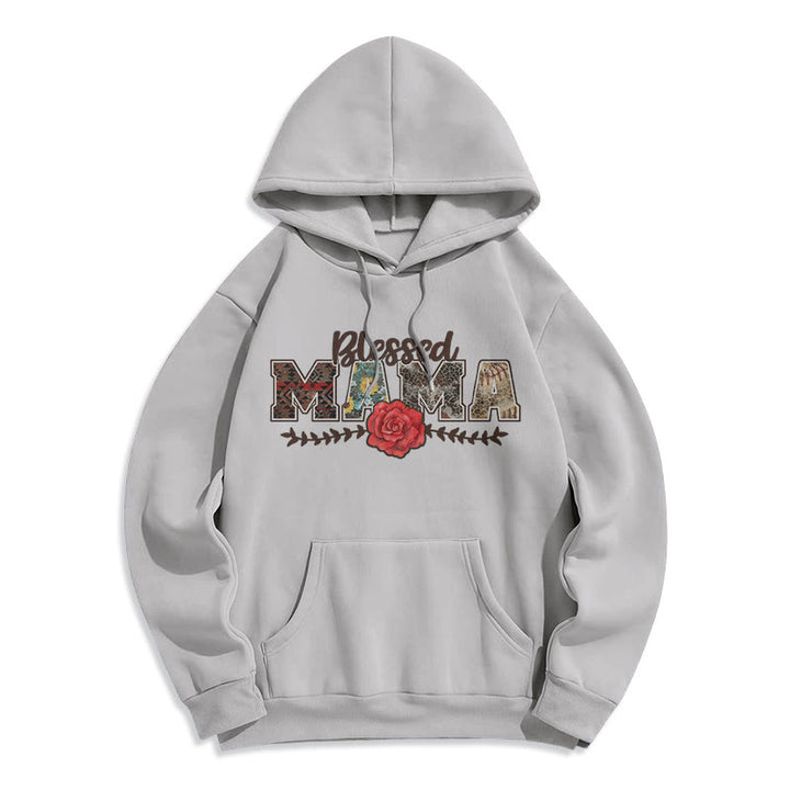 Christianartworkshop Hoodie mit Grafik „Gesegnete Mama & Rose“, gefüttert mit Polyester, Fleece-Futter - Grau - 2XL - image 2