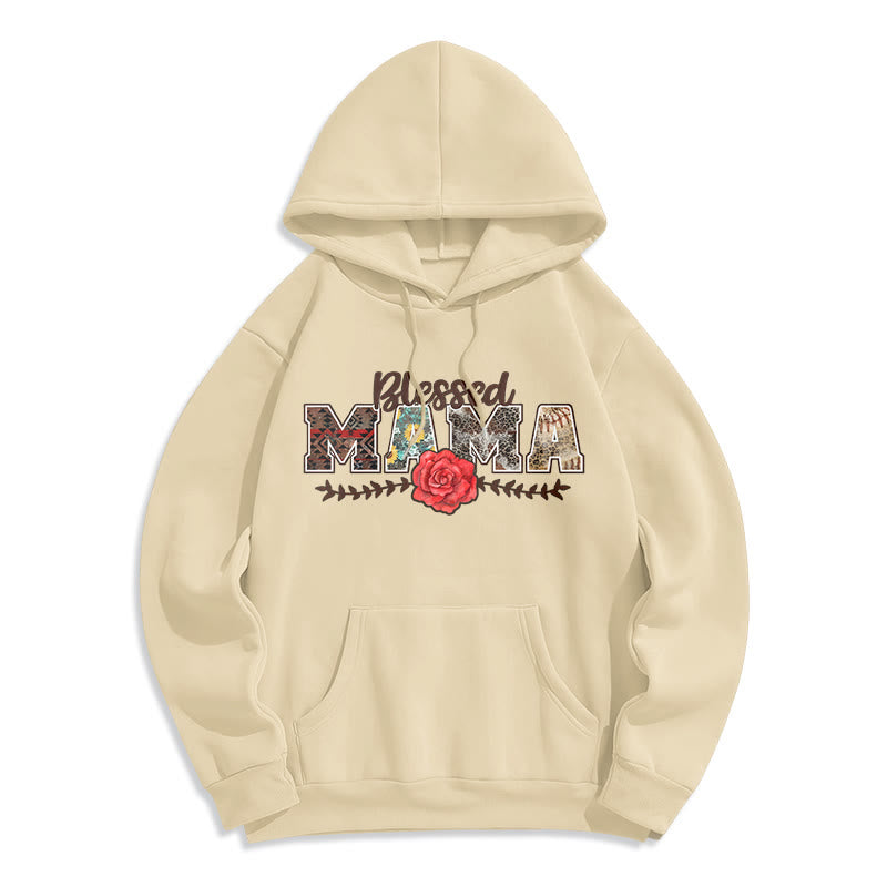 Christianartworkshop Hoodie mit Grafik „Gesegnete Mama & Rose“, gefüttert mit Polyester, Fleece-Futter - Beige - 2XL - image 0