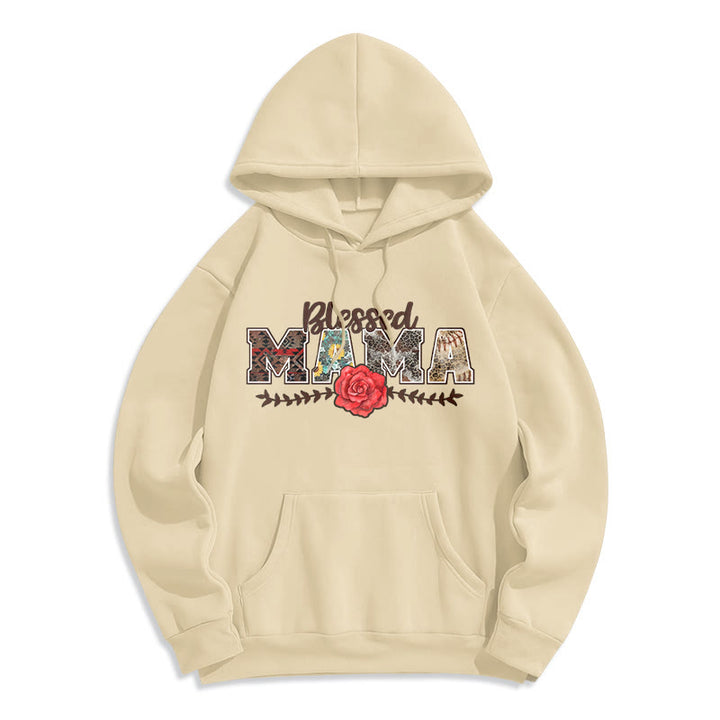 Christianartworkshop Hoodie mit Grafik „Gesegnete Mama & Rose“, gefüttert mit Polyester, Fleece-Futter - Beige - 2XL - image 0