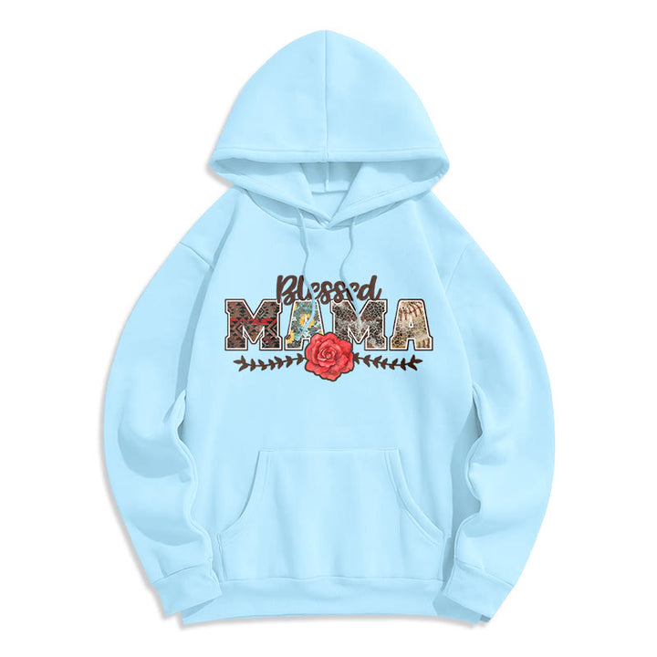 Christianartworkshop Hoodie mit Grafik „Gesegnete Mama & Rose“, gefüttert mit Polyester, Fleece-Futter - Blau - 2XL - image 8