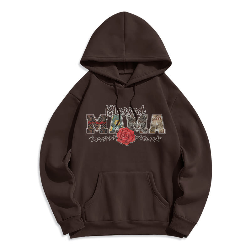 Christianartworkshop Hoodie mit Grafik „Gesegnete Mama & Rose“, gefüttert mit Polyester, Fleece-Futter - Braun - 2XL - image 4