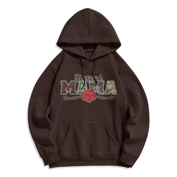 Christianartworkshop Hoodie mit Grafik „Gesegnete Mama & Rose“, gefüttert mit Polyester, Fleece-Futter - Braun - 2XL - image 4
