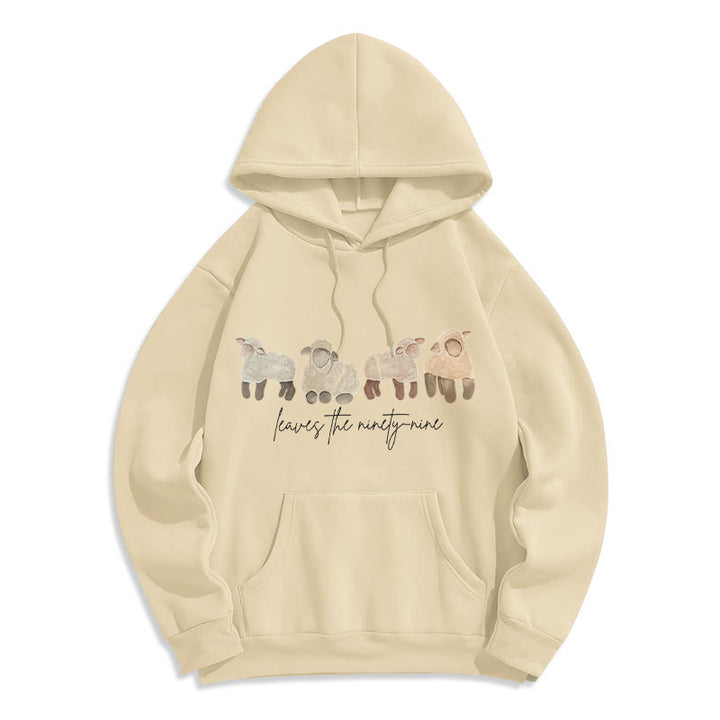 Christianartworkshop Kapuzenpullover mit Schaf- und Hirtenmotiv, gefüttert mit Polyester, Fleece-Futter - Beige - 2XL - image 2