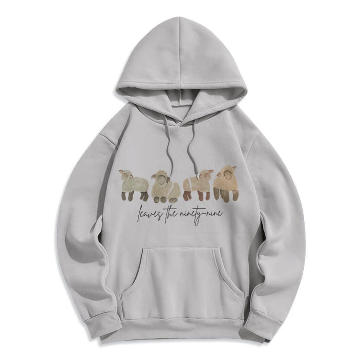 Christianartworkshop Kapuzenpullover mit Schaf- und Hirtenmotiv, gefüttert mit Polyester, Fleece-Futter - Grau - 2XL - image 3