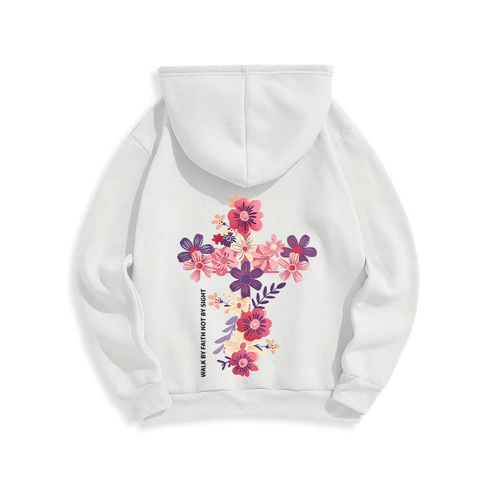 Christianartworkshop Jesus ist das Licht Blumenkreuz Glaube Fleecegefütterter Polyester-Hoodie - image 17
