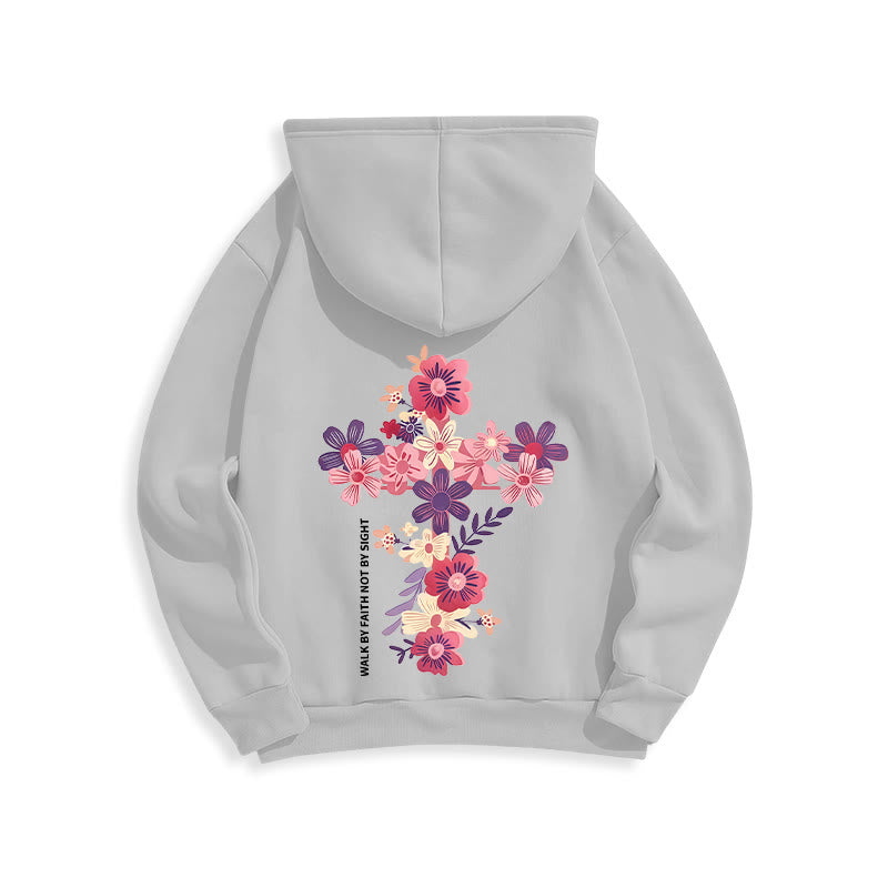 Christianartworkshop Jesus ist das Licht Blumenkreuz Glaube Fleecegefütterter Polyester-Hoodie - image 14