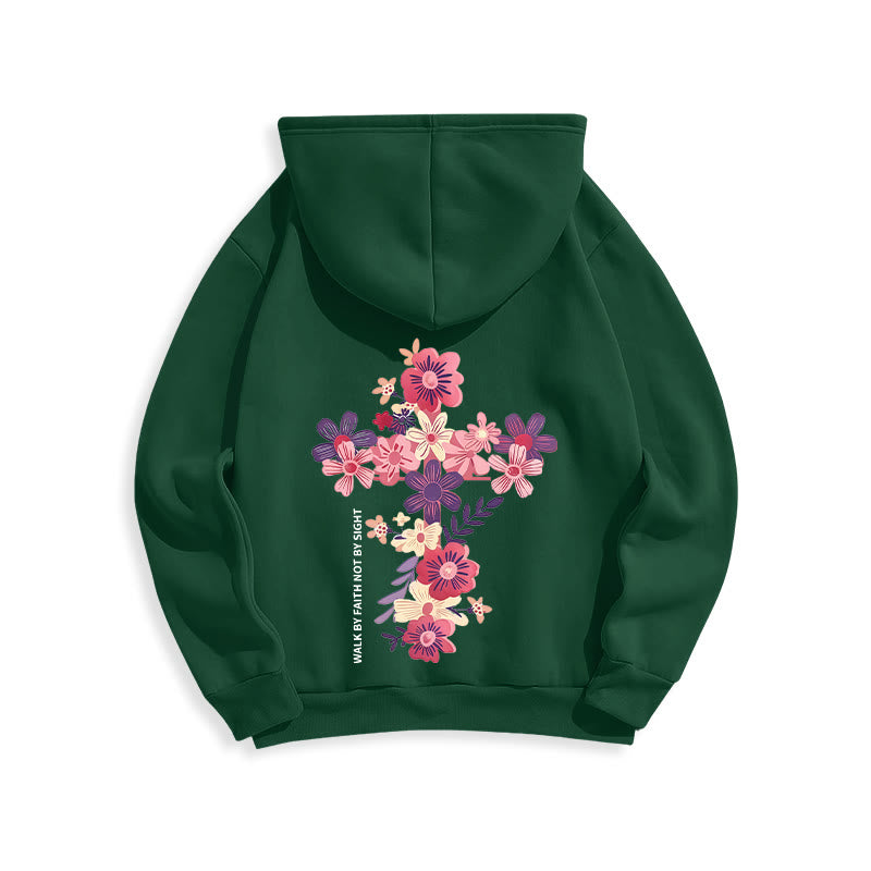Christianartworkshop Jesus ist das Licht Blumenkreuz Glaube Fleecegefütterter Polyester-Hoodie - image 2