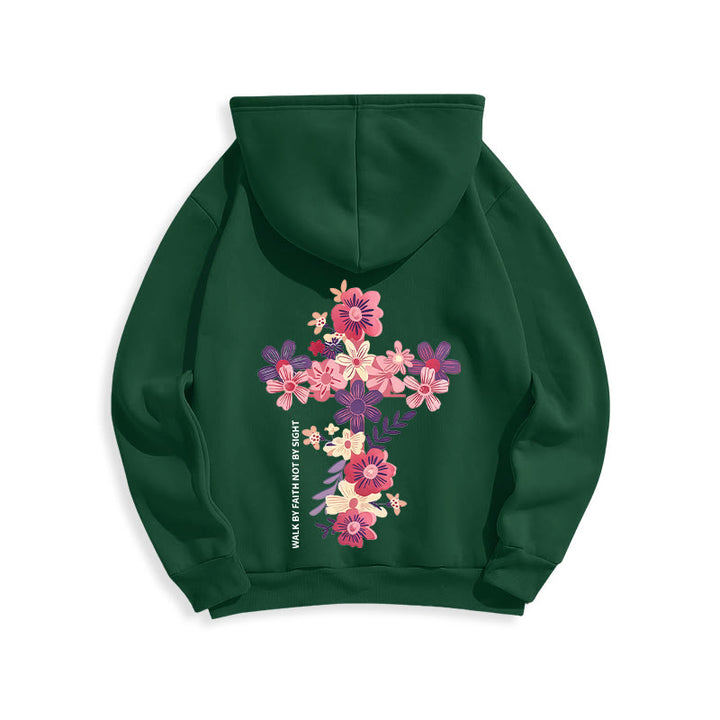 Christianartworkshop Jesus ist das Licht Blumenkreuz Glaube Fleecegefütterter Polyester-Hoodie - image 2