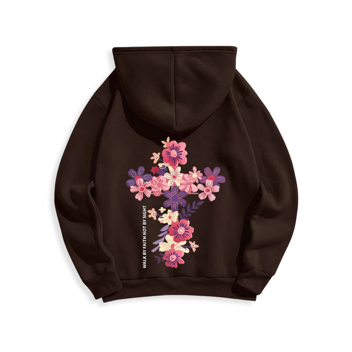 Christianartworkshop Jesus ist das Licht Blumenkreuz Glaube Fleecegefütterter Polyester-Hoodie - image 20