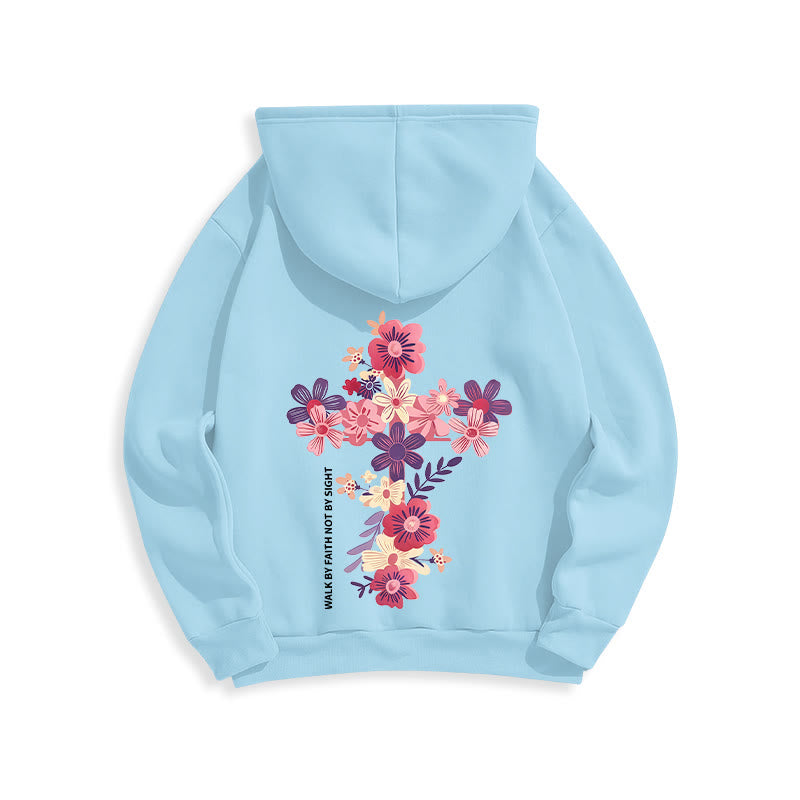 Christianartworkshop Jesus ist das Licht Blumenkreuz Glaube Fleecegefütterter Polyester-Hoodie - image 8