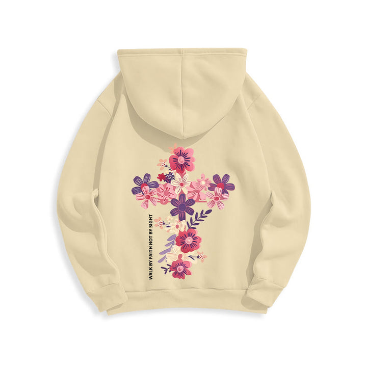 Christianartworkshop Jesus ist das Licht Blumenkreuz Glaube Fleecegefütterter Polyester-Hoodie - image 11