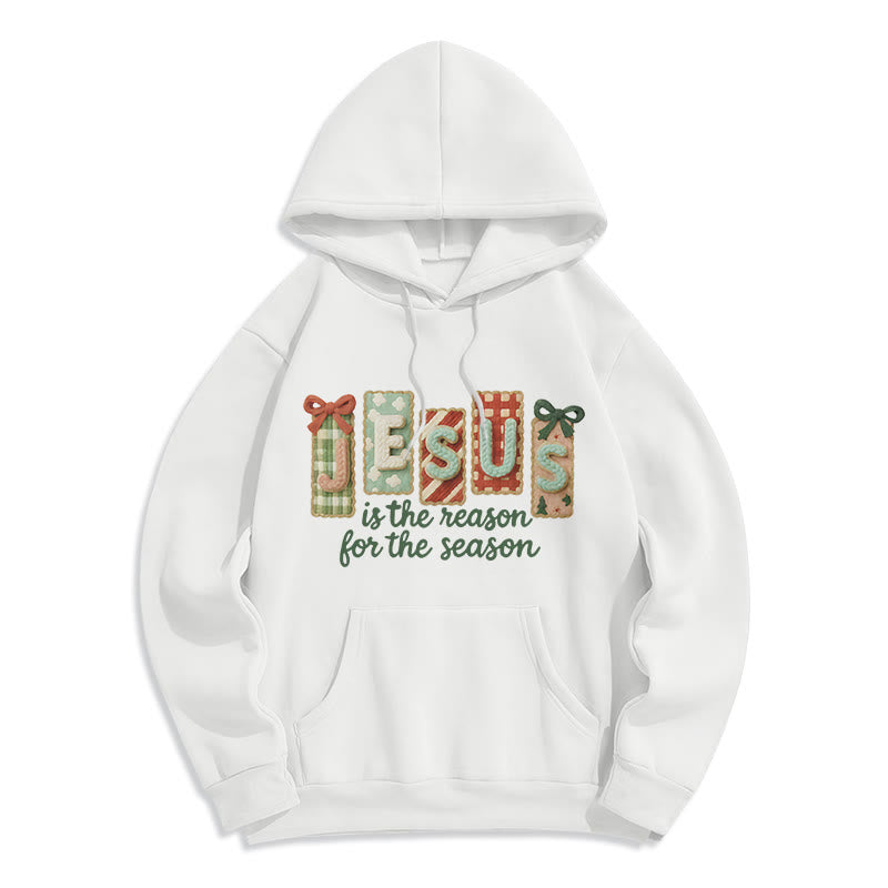 Christianartworkshop Weihnachts-Hoodie „Jesus ist der Grund“ – Fleecegefüttertes Polyester - Weiß - 2XL - image 6