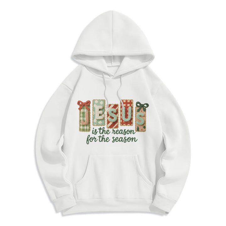 Christianartworkshop Weihnachts-Hoodie „Jesus ist der Grund“ – Fleecegefüttertes Polyester - Weiß - 2XL - image 6