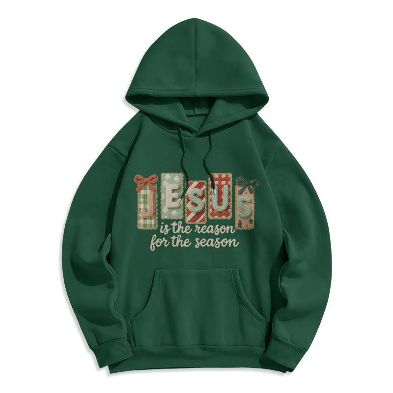 Christianartworkshop Weihnachts-Hoodie „Jesus ist der Grund“ – Fleecegefüttertes Polyester - Grün - 2XL - image 1