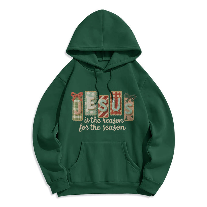 Christianartworkshop Weihnachts-Hoodie „Jesus ist der Grund“ – Fleecegefüttertes Polyester - Grün - 2XL - image 1