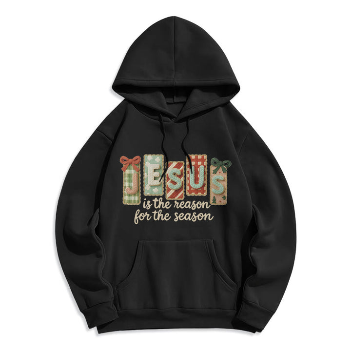 Christianartworkshop Weihnachts-Hoodie „Jesus ist der Grund“ – Fleecegefüttertes Polyester - Schwarz - 2XL - image 0