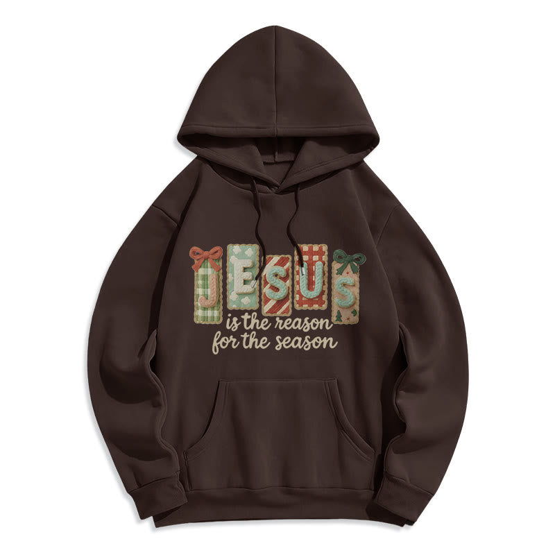 Christianartworkshop Weihnachts-Hoodie „Jesus ist der Grund“ – Fleecegefüttertes Polyester - Braun - 2XL - image 7