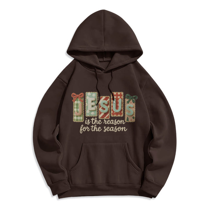 Christianartworkshop Weihnachts-Hoodie „Jesus ist der Grund“ – Fleecegefüttertes Polyester - Braun - 2XL - image 7