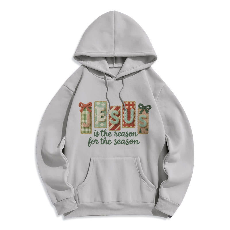 Christianartworkshop Weihnachts-Hoodie „Jesus ist der Grund“ – Fleecegefüttertes Polyester - Grau - 2XL - image 5