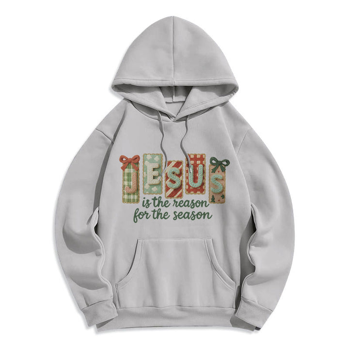 Christianartworkshop Weihnachts-Hoodie „Jesus ist der Grund“ – Fleecegefüttertes Polyester - Grau - 2XL - image 5