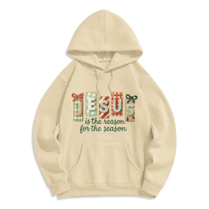 Christianartworkshop Weihnachts-Hoodie „Jesus ist der Grund“ – Fleecegefüttertes Polyester - Beige - 2XL - image 4