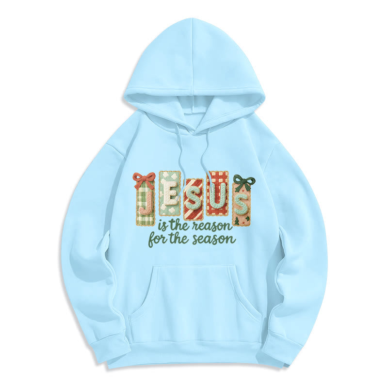 Christianartworkshop Weihnachts-Hoodie „Jesus ist der Grund“ – Fleecegefüttertes Polyester - Blau - 2XL - image 3