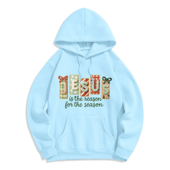 Christianartworkshop Weihnachts-Hoodie „Jesus ist der Grund“ – Fleecegefüttertes Polyester - Blau - 2XL - image 3