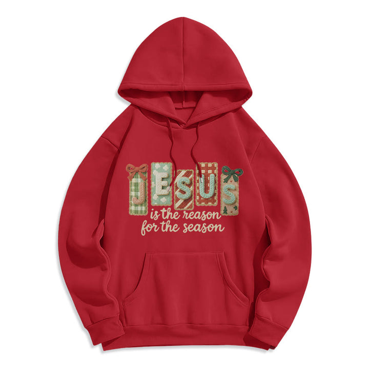 Christianartworkshop Weihnachts-Hoodie „Jesus ist der Grund“ – Fleecegefüttertes Polyester - Rot - 2XL - image 2