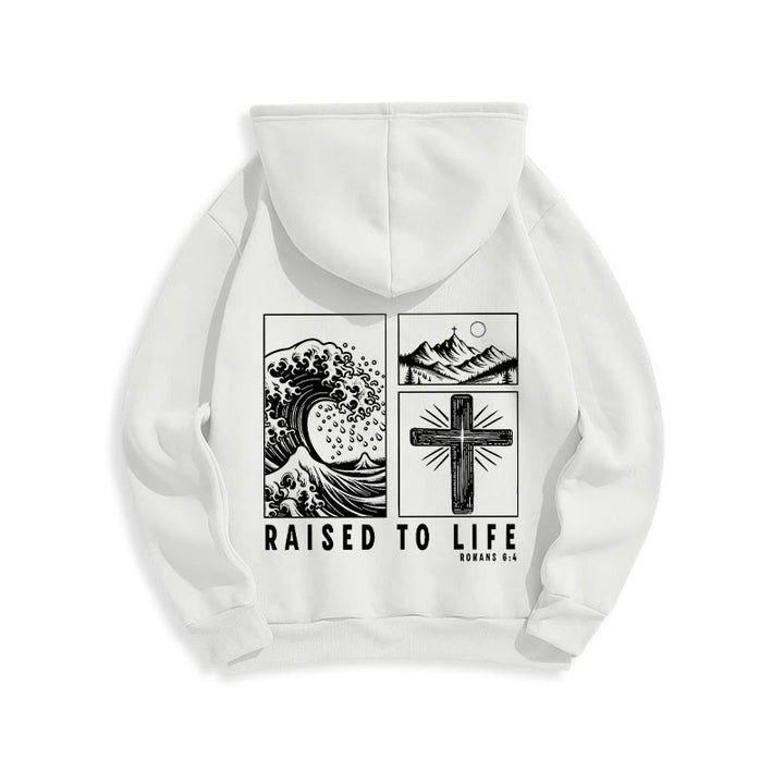Christianartworkshop Römer 6:4 Auferstanden zum Leben Fleecegefütterter Polyester-Hoodie - image 23