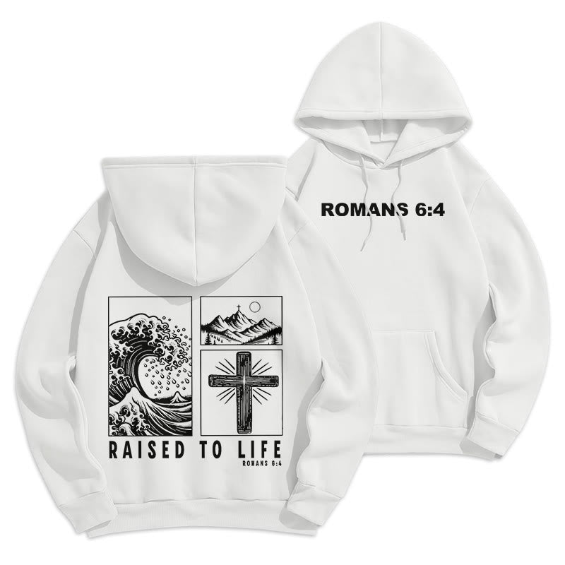 Christianartworkshop Römer 6:4 Auferstanden zum Leben Fleecegefütterter Polyester-Hoodie - Weiß - 2XL - image 21