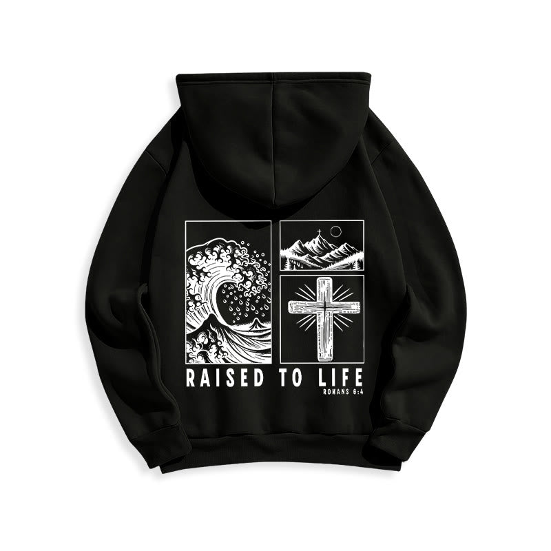 Christianartworkshop Römer 6:4 Auferstanden zum Leben Fleecegefütterter Polyester-Hoodie - image 5
