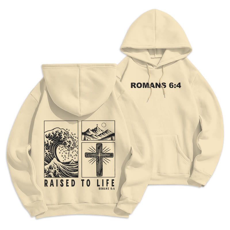 Christianartworkshop Römer 6:4 Auferstanden zum Leben Fleecegefütterter Polyester-Hoodie - Beige - 2XL - image 15