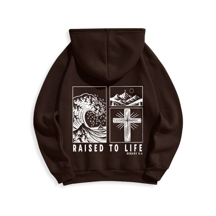 Christianartworkshop Römer 6:4 Auferstanden zum Leben Fleecegefütterter Polyester-Hoodie - image 2